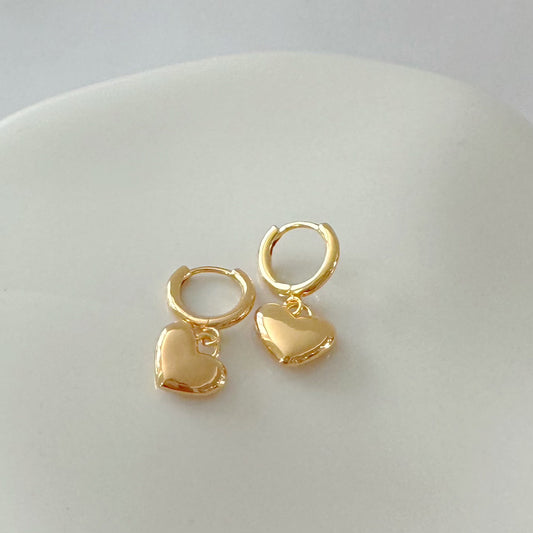 Heart Charm Hoops