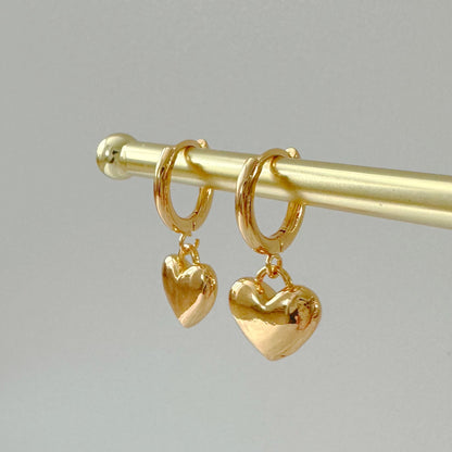 Heart Charm Hoops