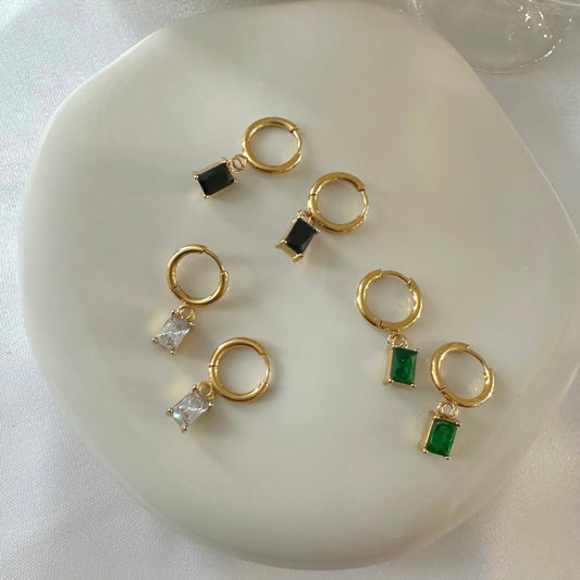 Emerald Charm Hoops