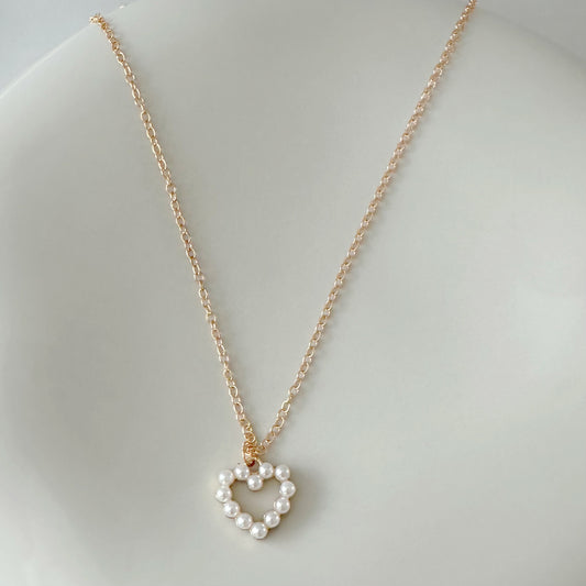 Pearl Heart Charm Necklace